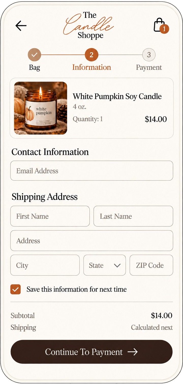 The Candle Shoppe, checkout